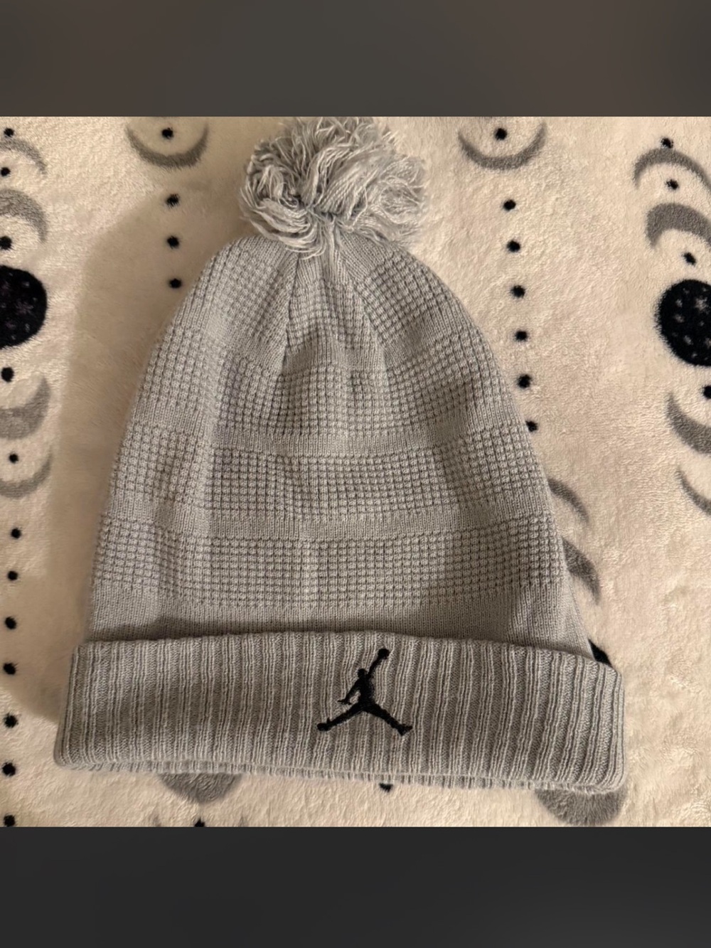 Jordan Grey Knit Pom Pom Beanie